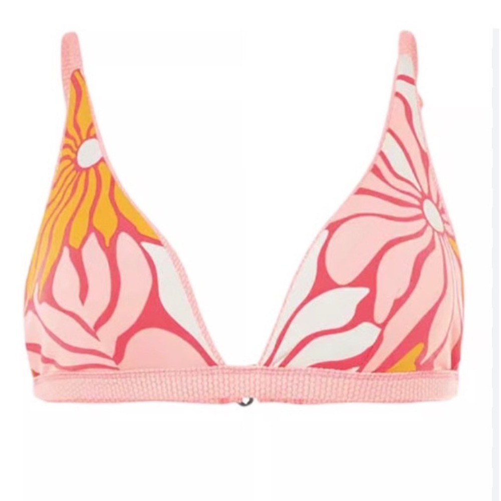 Maaji Reversible Triangle Bikini Top Pink Abstract Floral Women's M NWT MSRP $99